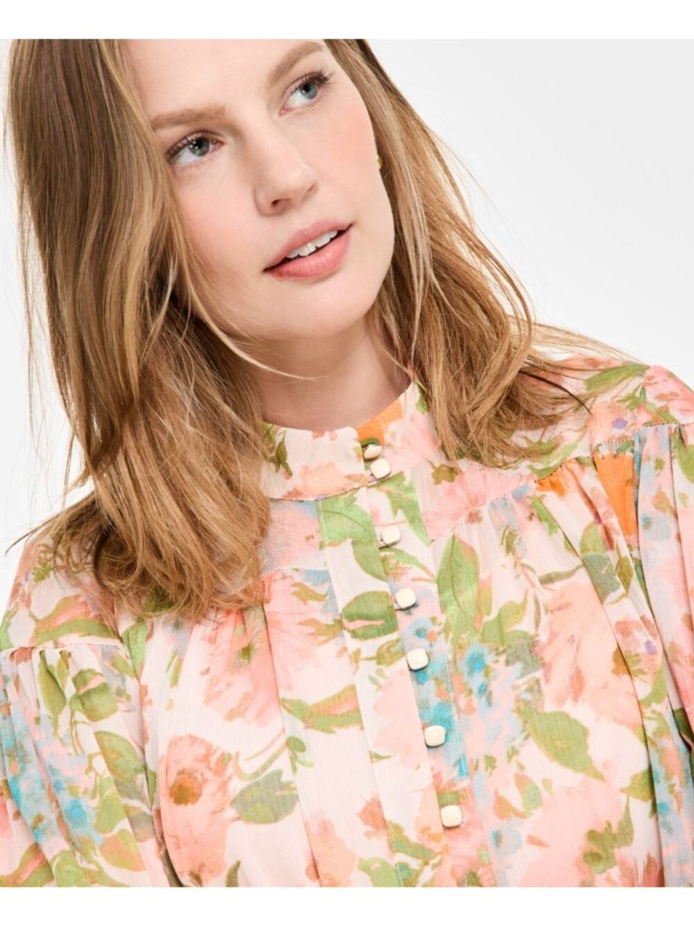 Taylor Women's Printed Button-Front Long-Sleeve Button Dress Orange Size 16 $128 - Picture 4 of 6